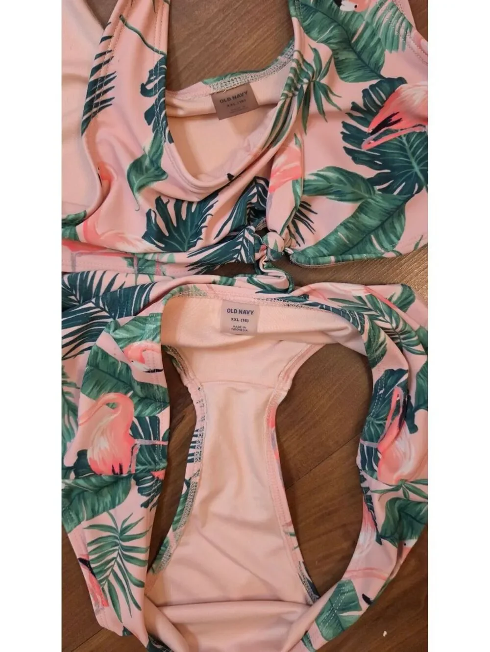 Old Navy Girl’s Swimsuit, 3 bikini Sets, Floral,LimeGrn, Flamingo, SzXXL/18,#171